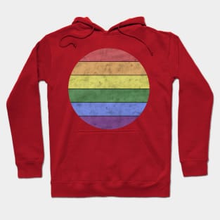 Vintage LGBT flag pride distressed black Rainbow wood Hoodie